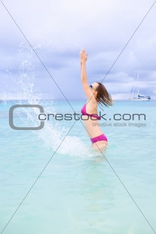 Girl having fun in ocean