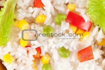 rice with vegetables closeup
