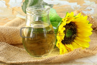 sunflower oil from sunflower  in a glass jar