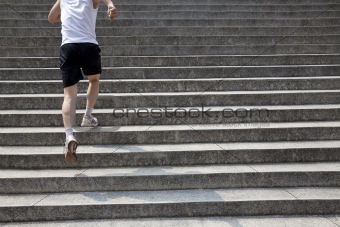 running man on stairs