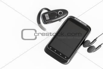 smartphone with accessories