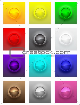 Colorful convex glossy buttons vector set