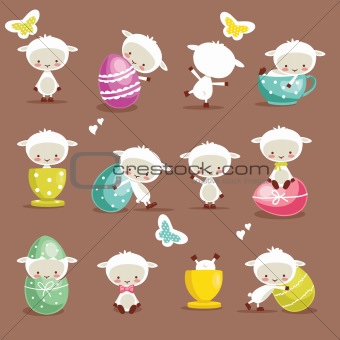 Cute easter character set