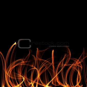 Flame Tongues at the Bottom on Balck Background