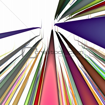 3d multiple wavy wire lines in  bright colors on white
