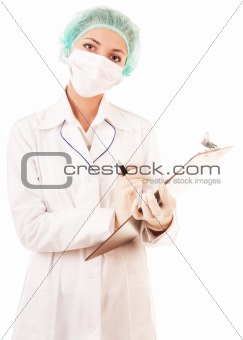 Serious doctor with medical report