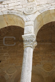 column and shield in Santa Maria del Naranco
