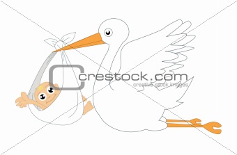 Stork and baby vector illustration 