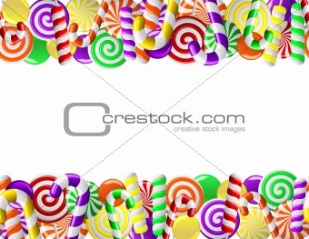 Frame made of colorful candies. Seamless pattern