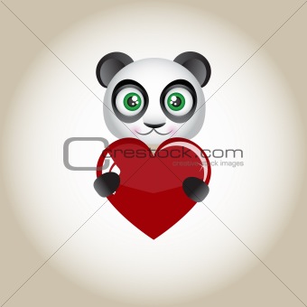Panda bear with heart in paws