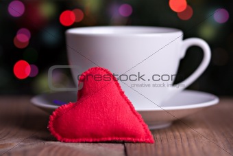 Handmade red textile heart