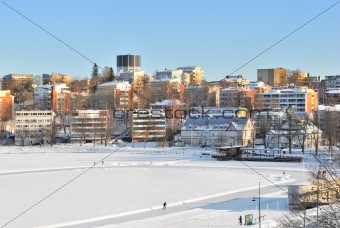 View of Lappeenranta harbor in winter