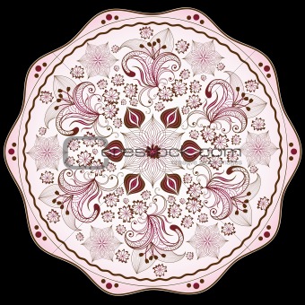 Floral pink round frame