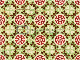 Detail of Portuguese green glazed tiles