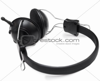 Headphones set with microphone isolated on white