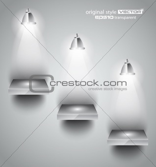 Shelf with LED spotlights 
