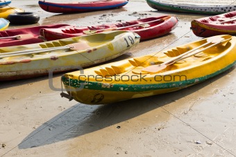 Old Colourful kayaks 