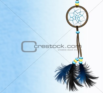 Dreamcatcher on blue background