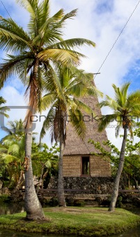 Polynesian hut on Oahu Island in Hawaii