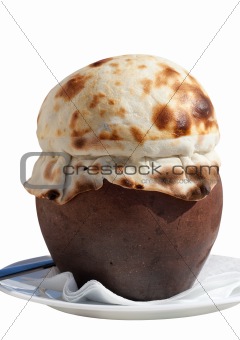 Clay pot covered with bread