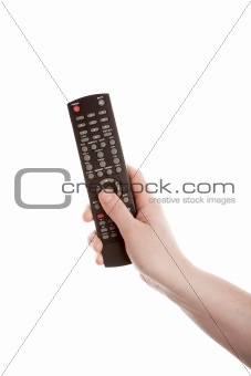 Television remote control in the hand