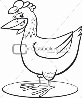 Cartoon hen coloring page