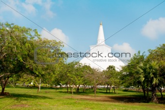 Buddhist white stupa