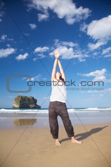 palms hand up woman in Ballota beach