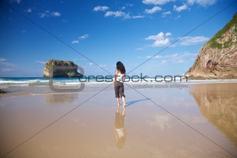 woman at seashore in Ballota beach
