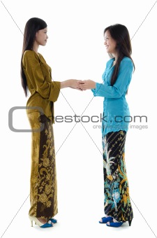 Asian girls greeting