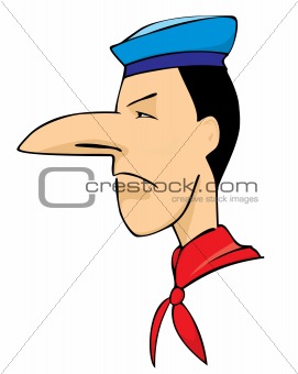 Funny cartoon man with a big nose