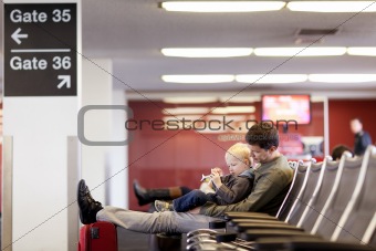 father and son at the airport