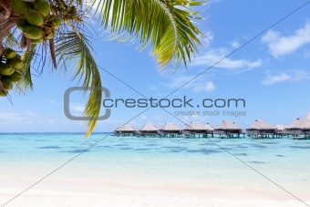 overwater bungalows in the lagoon