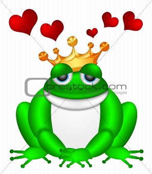 Cute Green Frog with Crown Illustration
