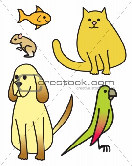Five Cartoon Pets