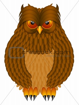 Brown Horned Owl Illustration