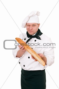 chef with baguette