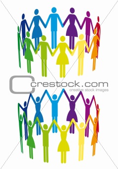 colorful people in circle, vector
