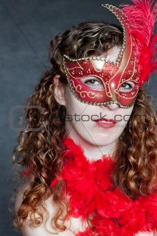 Young lady in a red mask