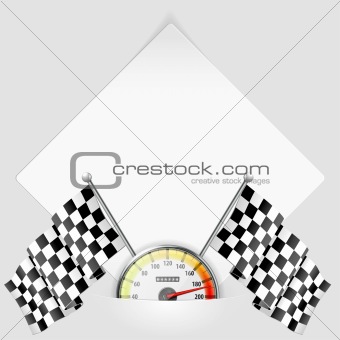Sheet of Paper with Speedometer and Flags
