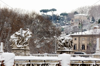 Rare snowfall in Rome.