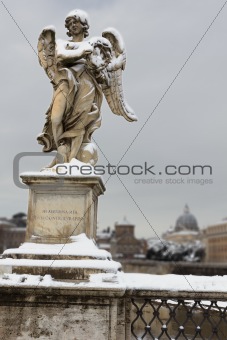 Angel with thorn crown on Sant Angelo Bridge, Rome (Italy).