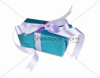 Blue gift box with a bow