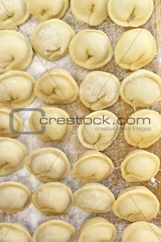 Dumplings on the kitchen board