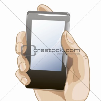 illustration of mobile phone in the hand