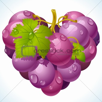 Bunch of grapes in the shape of heart