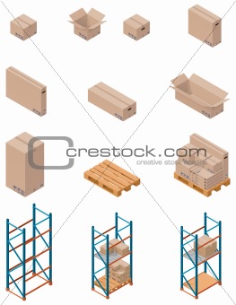 Vector boxes and shelving