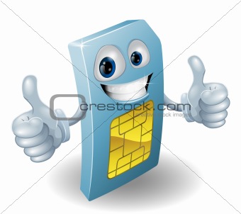 Thumbs up phone sim card person