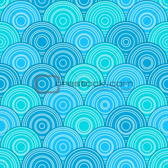 Blue Seamless Pattern with Circles in Line. Vector Illustration