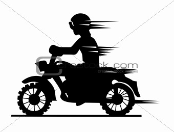 motorcyclist silhouette on white background, vector illustration